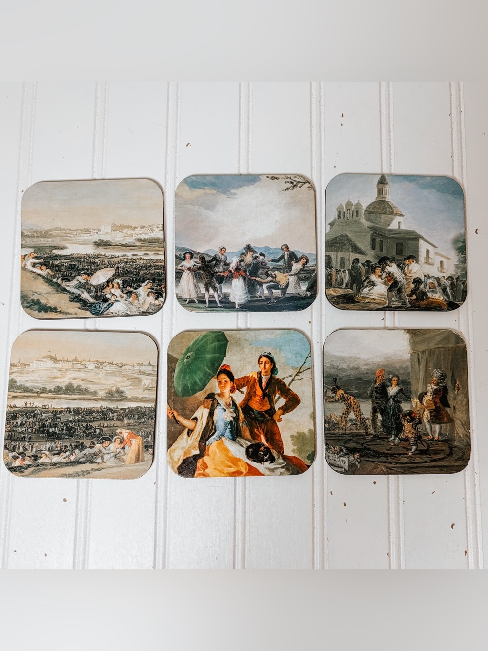 Vintage Art Coasters | Set of 6 | Faux Cork Back